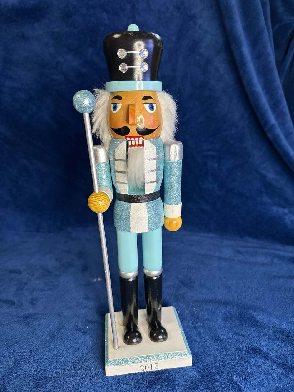 Threshold 2015 Light Blue Glitter Soldier Nutcracker with Staff